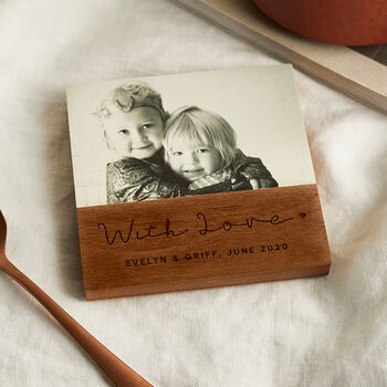 Personalised Wooden Photo Coaster With Love, 3 of 6