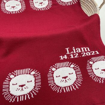 Personalised Knitted Lion Blanket, 3 of 10