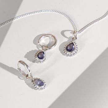 December Birthstone Tanzanite Sterling Silver Huggie Hoop Earrings, 4 of 12