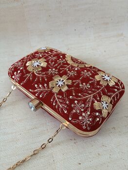 Indian Red Rectangular Clutch Bag, 10 of 10