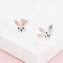Sterling Silver Cute Bunny Head Earrings, thumbnail 4 of 12