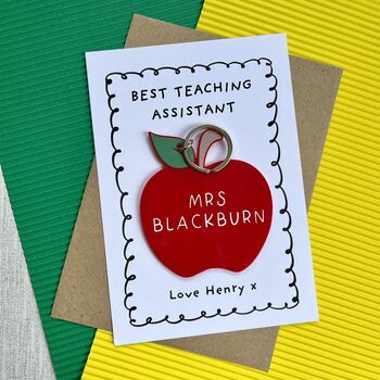 Best Teaching Assistant Apple Keyring Card, 3 of 3