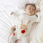 First Christmas Reindeer Romper Personalisation Option, thumbnail 5 of 5
