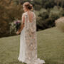 'Dahlia' Grecian Floral Embroidered Wedding Cape/Veil, thumbnail 2 of 8