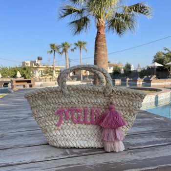 Personalised Mini Straw Basket Bags, 6 of 8