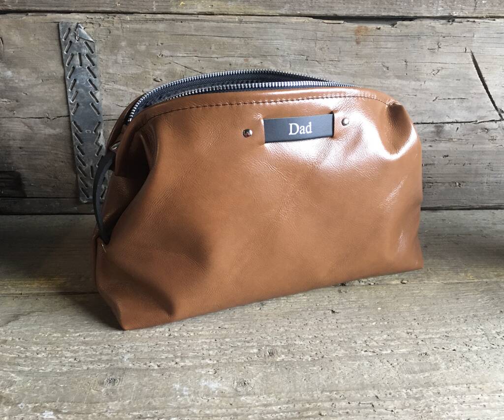 small leather toiletry bag