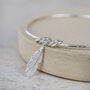 Sterling Silver Feather Charm Bangle, thumbnail 2 of 6