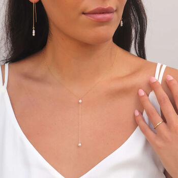 Amelie Pearl Lariat Necklace, 2 of 3