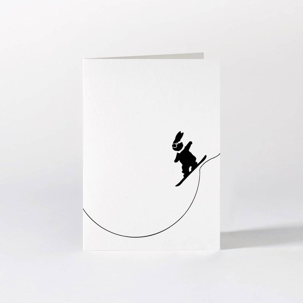Snowboarding Rabbit Greeting Card