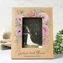 Personalised Wedding Photo Frame, Oak With Peonies, thumbnail 1 of 6