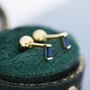 Sterling Silver Extra Tiny Sapphire Blue Baguette Cz Screw Back Earrings, thumbnail 5 of 12