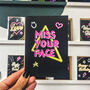 Miss Your Face Neon Greetings Card, thumbnail 1 of 3