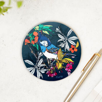 Round Bird Coaster Coal Tit Heat And Stain Proof, 7 of 9