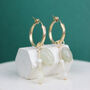 14 K Gold Filled Hoop Earrings With Gemstone Charms, thumbnail 1 of 9
