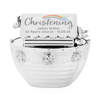 Personalised Noahs Ark Money Box Christening Gift, 4 of 5