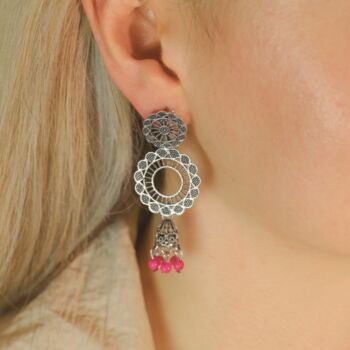 Indian Boho Oxidised Drop Ethnic Jhumkis Earrings, 7 of 12