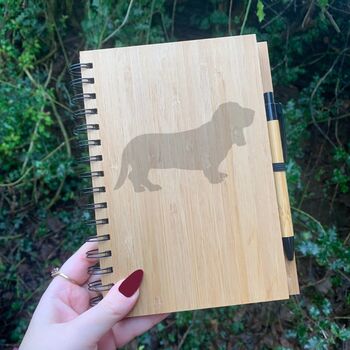 Personalised Basset Hound Dog Engraved Notebook, 2 of 2