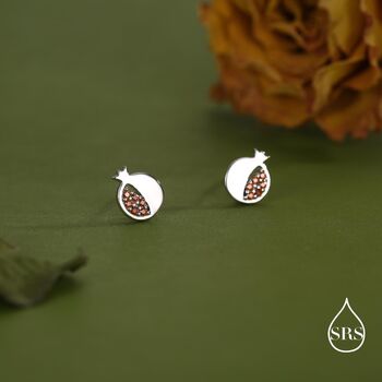 Seeds Of Joy Pomegranate Studs Earrings In Sterling Silver, 6 of 12
