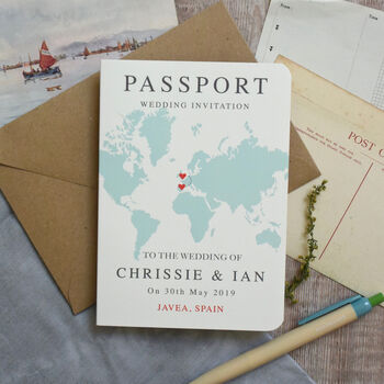 World Map Passport Wedding Invitation, 10 of 11