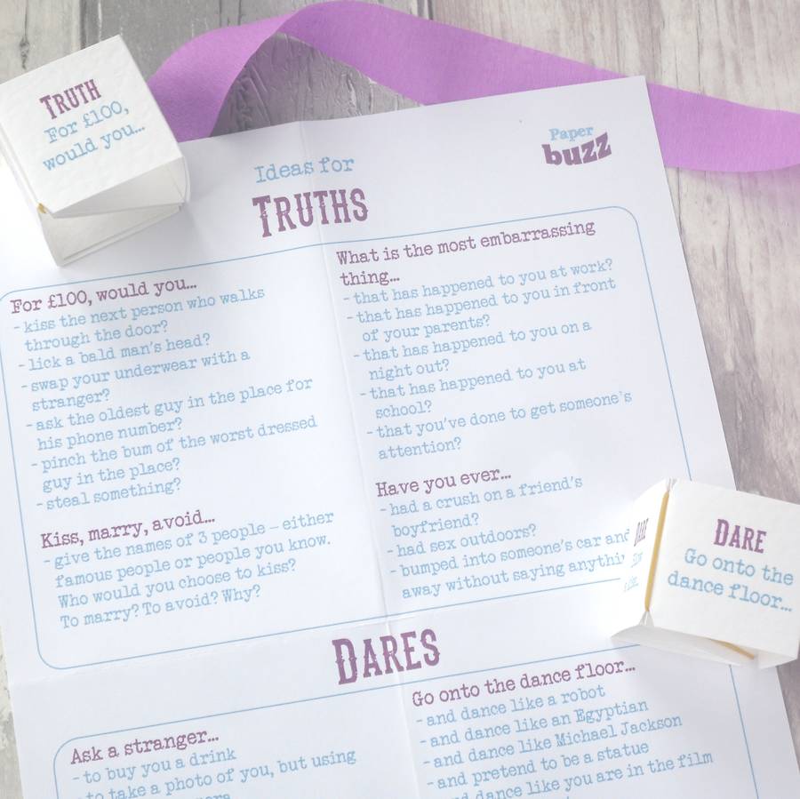 Personalised Hen Party 'Truth Or Dare' Game By Southside Pinatas |  notonthehighstreet.com