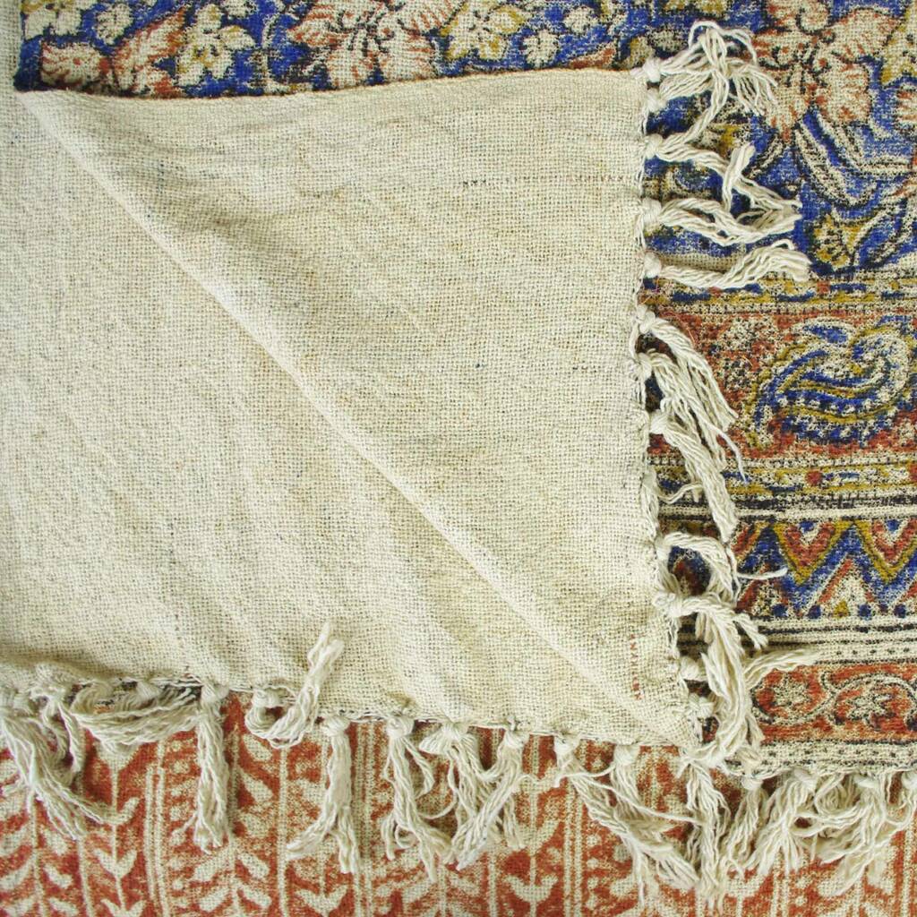 Block Printed Cotton Throw With Tassels 'Mohenjo Daro' By Reason Season ...