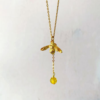 Bee And Amber Drop Necklace, 4 of 9