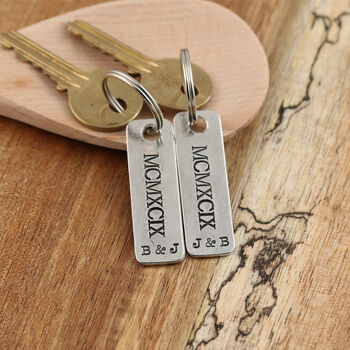 25th Silver Anniversary Numerals Pair Of Keyrings, 2 of 8