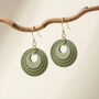 Green And Khaki Geometric Circular Earrings • Gold Plated Sterling Silver Hooks, thumbnail 1 of 12