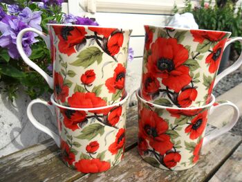 Set Of Four Gift Boxed Palace Mugs In Red Poppy Design, 4 of 9