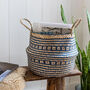 Navy And Natural Seagrass Belly Basket Two Sizes, thumbnail 2 of 4