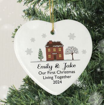 Personalised New Home Christmas Ceramic Heart Decoration, 3 of 3