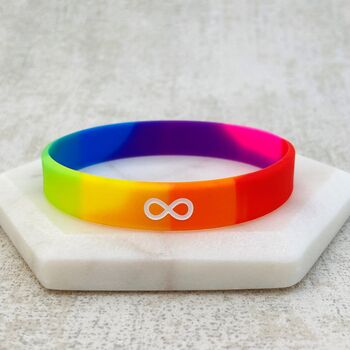 Autism Rainbow Infinity Silicone Wristband Bracelet, 2 of 6