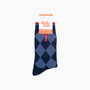 Embroidered Lobster Argyle Combed Cotton Socks In Navy Blue, thumbnail 4 of 4