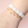 Boho Style Sunshine Triple Stack Bracelet Set Mixed Textures, thumbnail 2 of 3