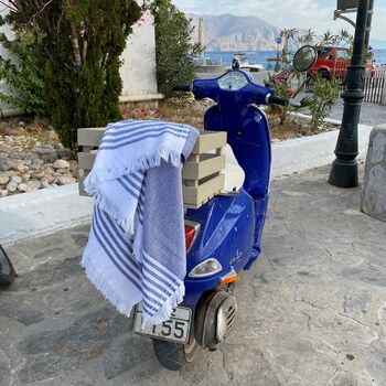 Leros Striped Peshtemal Towel Marine Blue, 8 of 12