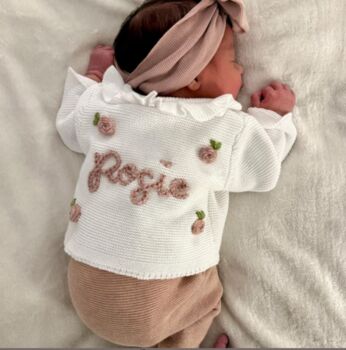 Personalised White Frill Name Cardigan,Baby Gift, 7 of 7
