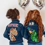 Personalised Kids Denim Jacket With Sequin Peacock, thumbnail 2 of 7