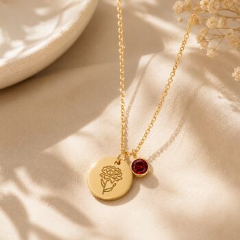 Personalised Double Sides Engrave Necklace Birthstone, 3 of 12
