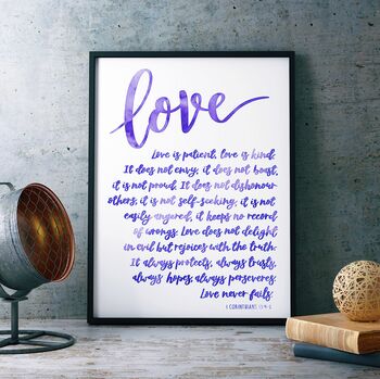 Love Is Patient Hand Lettered Art Print, 5 of 8