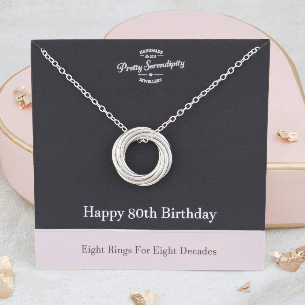 80th Birthday Eight Rings For Eight Decades Necklace, 1 of 9