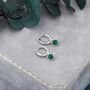 Sterling Silver Dangling Green Onyx Hoop Earrings, thumbnail 6 of 11