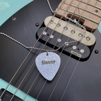 Personalised Sterling Silver Guitar Pick Pendant, 3 of 4