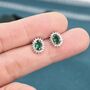 Emerald Green Oval Cz Stud Earrings In Sterling Silver, thumbnail 9 of 11