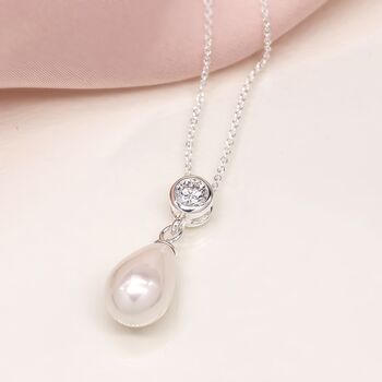 Sterling Silver Pearl Drop Necklace, 3 of 12