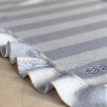 Personalised Cashmere Frill Baby Blanket In Light Blue, 7 of 9