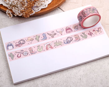 Pink Western Cowgirl Washi Tape Eco Friendly Paper Masking Tape, 2 of 2