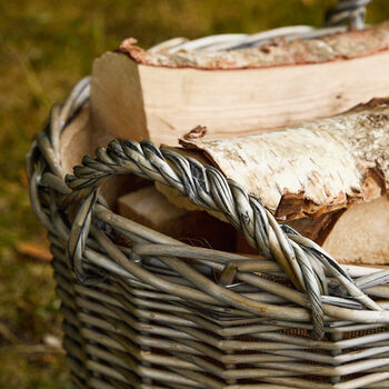Large Lined Round Wicker Log Basket, 2 of 5