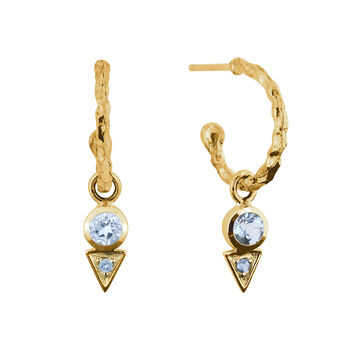 Trikona Peace Blue Topaz Earrings In Silver Or Gold, 5 of 9