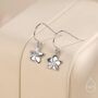 Sterling Silver Tiny Plumeria Flower Drop Hook Earrings, thumbnail 1 of 11