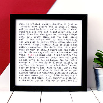 Wine Quotes Print, Gift For Wine Lovers, 2 of 8